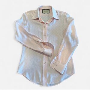 Gucci Men's Light Pink Jacquard Dress Shirt